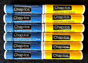 12pk CHAP ICE SPF 15 & ORIGINAL 12H MOISTURE DRY CHAPPED LIP BALM CHAPSTICK LOT - Picture 1 of 8