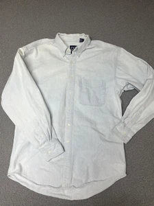 Vintage 90s Gap Striped Button Up Shirt White Blue medium Y2K - Picture 1 of 10
