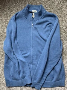 L.L. Bean Men’s CL Full Zip Sweater Cardigan Blue 100% Cotton Knit - Picture 1 of 6
