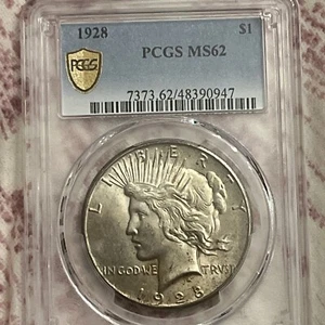 1928 Peace Silver $1 Dollar PCGS MS 62 Some Toning - Picture 1 of 5