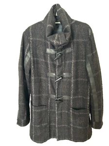 DIESEL BLACK GOLD Mantel Schwarz Wollmischung Lederbesatz Damen Unisex It 48 (L) - Bild 1 von 21