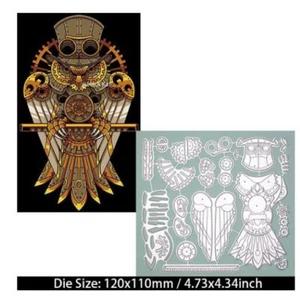 Steampunk HUT EULE Vogel Metall Stanzschablone für Kartenherstellung Sammelalbum Seiten - Bild 1 von 1