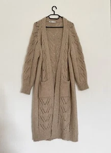 ❤️ COME NUOVO ZARA LANA CARDIGAN LUNGO LAVORATO A MAGLIA CAPPOTTO CARDIGAN BEIGE ❤️ - Foto 1 di 15