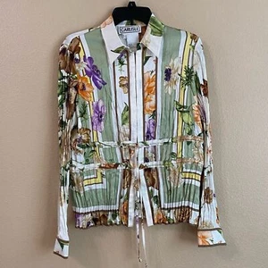 Carlise Vintage Size 8 Silk Tie Front Long Sleeve Blouse Top - Picture 1 of 9