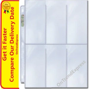 10 x Ultra PRO 6 Pocket Tall Binder Album Folder Pages Platinum 2-1/2" x 5-1/4" - Picture 1 of 6