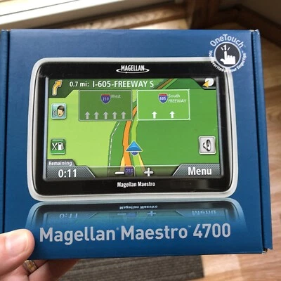 Magellan Maestro 4700 Car GPS Navigator 4.7" Touch Screen bundle box & cords - Image 1 of 4