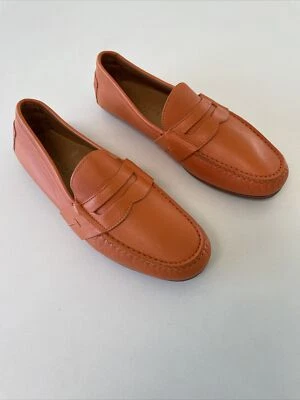 New. Ralph Lauren PURPLE LABEL HAYWARD Orange LEATHER DRIVER Loafer US 7.5 - Image 1 of 4