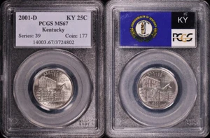 2001-D & P Kentucky State Quarter 2 Coin Set PCGS MS-67 & MS-68 Flag Label - Picture 1 of 2