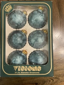 VISIONS BY HOLLY 2 5/8" GLASS BALL CHRISTMAS ORNAMENTS W GOLD CROWNS 6 PACK - Picture 1 of 11