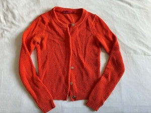 Hugo Hugo Boss XS Orange Knit Cotton Sweater Cardigan Snap hidden Button - Picture 1 of 9
