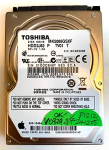 AU Hard drive: Apple Toshiba 500Gb 2.5" 5400 SATA MK5065GSXF 661-5836 655-1646A - Picture 1 of 1