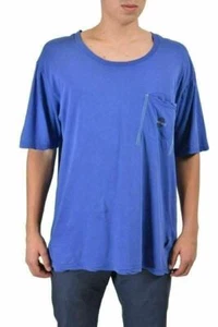 Just Cavalli Men's Blue Graphic Crewneck Short Sleeve T-Shirt US L IT 52 - Picture 1 of 3