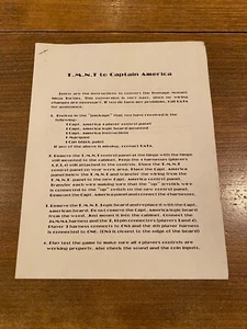 T.M.N.T. To Captain America Video Arcade Game Instructions - Picture 1 of 1