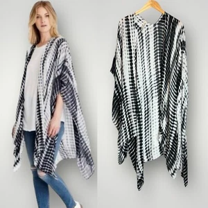 Michael Stars Convertible Ruana Tie Dye Scarf Wrap Sarong One Size Black White - Picture 1 of 8