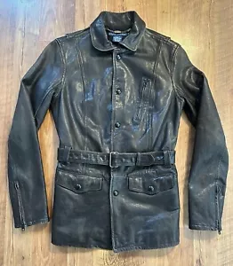 Giacca di pelle vintage Ralph Lauren Espresso marrone con cintura donna piccola rara da trovare - Foto 1 di 17