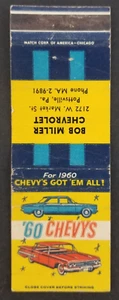 Vintage 1960 Chevy Car Pottsville PA Matchbook Cover - Bild 1 von 2