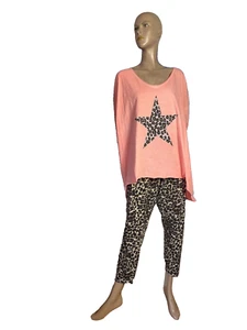 Leggins leopardati studio Untold beige marrone stampa animalier cotone elasticizzato 48-54 - Foto 1 di 8