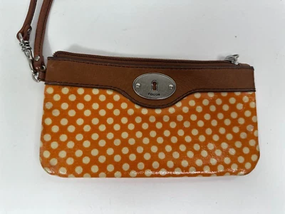 Fossil KeyPer Polka Dots Wristlet Wallet Coated Canvas w/Leather Strap - Image 1 of 4