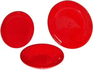 PIATTO CERAMICA rotondo rosso piano, fondo o frutta - Imagen 1 de 1