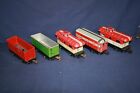 Marx FIVE 6" 4 wheel Freight Cars-3 Windup, 2 Electric w/plastic knuckle PKC EXC