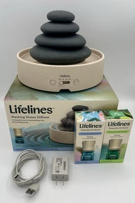 Lifelines Stacking Stones Multi Light Diffuser + 2 Essential Oil Blends EUC - Image 1 of 4