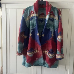 Ralph Lauren Southwestern Aztec Country Hand-Knit Cardigan Sweater 100% WOOL* - Picture 1 of 9