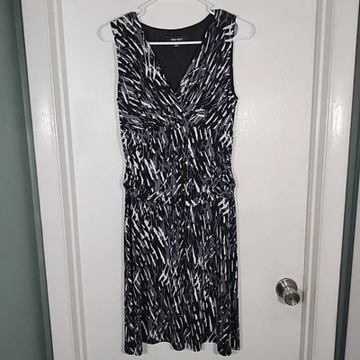 Vestido de Cóctel Nine West Mujer 8P Gris Negro Blanco Sin Mangas Midi Cuello en V Línea A Foto 1 de 4