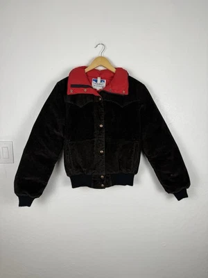 Chaqueta acolchada de esquí de pana de alpinismo Powderhorn talla pequeña negra roja Foto 1 de 4