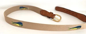 ZEP-PRO Mens Canvas & Leather Belt Mahi Mahi Fish Fishing Boating Size 38 - Picture 1 of 9