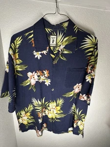 Jamaica Jaxx Button Up Shirt Hawaiian Floral Pattern 100% Silk Size XL - Picture 1 of 4
