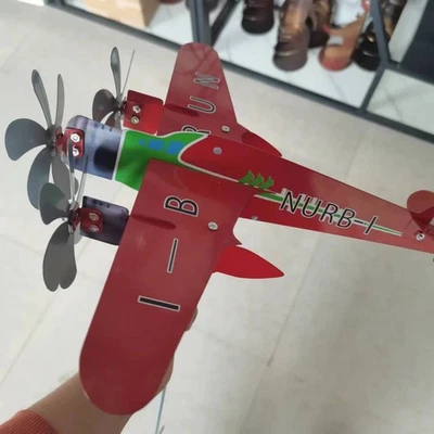 Color rojo decoración jardín metal avión veleta avión viento metal Foto 1 de 4