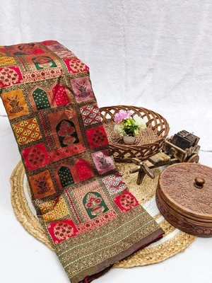 Diseñador Fiesta Ropa Nupcial Pesado Nuevo Sari Indio Bollywood Étnico Sari Boda  Foto 1 de 4