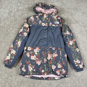 North Face Freedom Extreme Jacket Girls Size L Gray Insulated Floral Winter - Picture 1 of 16