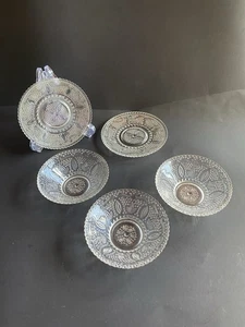 5 Federal Glas HERITAGE Stücke (2) 5-1/2" Untertassen - (3) 5" Beerenschalen 1940-1955 - Bild 1 von 19