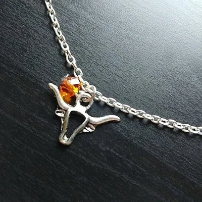Tobillera, Longhorn Bull cuentas naranja 9" cadena plata nuevo stock antiguo joyería de moda Foto 1 de 4
