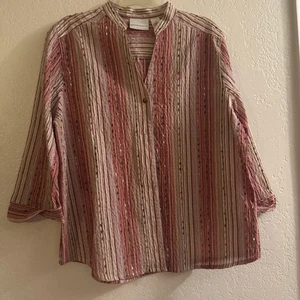 Alfred Dunner Shirt Damen 14 gestreift strukturiert Knopfleiste Bluse Top - Bild 1 von 10