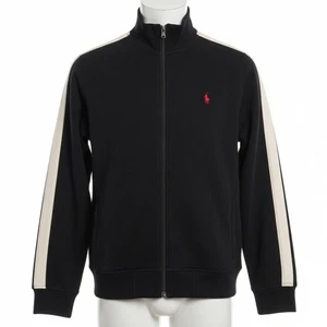 Polo Ralph Lauren Track Jacket Mens XL Black Striped Arms Pony Logo Zip Sporty - Picture 1 of 8