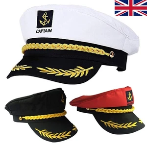 Navy Captain Hat Skipper Yacht Hat Sailor Costume Cosplay Fancy Dress - Picture 1 of 13
