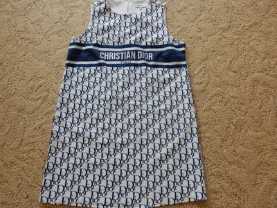 Neuwertiges blau-weißes Monogram-Kleid (schräge ) von  Christian Dior  Größe 40 - Bild 1 von 4