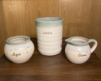 Sheffield Home Ceramic Coffee Storage Canister Cream & Sugar Serving Set EUC - Image 1 of 4