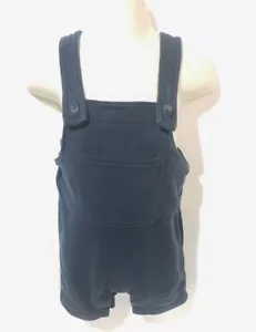 Old Navy Boys Solid Navy Blue Overall Shorts Size 6-12 Months Button Close - Picture 1 of 8