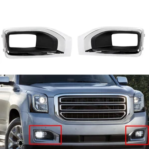 2PCS Front Bumper Fog Light Lamp Cover Chrome Trim For GMC Yukon XL 2015-2020 - Bild 1 von 10