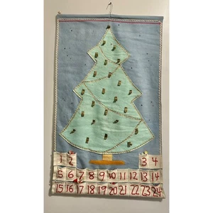 Vintage Midcentury Handmade Felt Advent Calendar Wall Hanging w/ Vintage Baubles - Picture 1 of 10