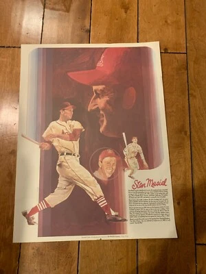 1970s St Louis Cardinals Stan Musial Coca Cola Coke Baseball Poster 18x24" - Image 1 of 4
