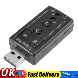 7.1 External PC USB Sound Card 3.5mm AUX Headphone Microphone Audio Adapter UK - Afbeelding 1 van 5