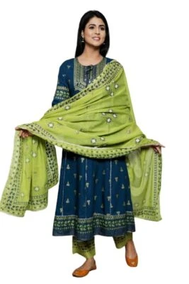 Conjunto de yugo para mujer Gotta Anarkali Kurta con pantalón y Dupatta India paquistaní  Foto 1 de 4