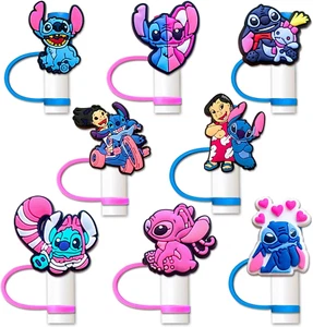 8Pcs Cartoon Straw Cover Toppers, 10Mm Reusable Straw Cover Caps, Drinking Dust - Picture 1 of 1