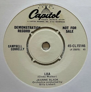 JEANNE BLACK ~ LISA / JOURNEY OF LOVE ~ 1960 UK "DEMO" VINYL 7" SINGLE - Picture 1 of 2