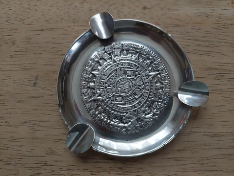 Vintage Ashtray Aztec Mayan Calendar Sterling Silver 925 Mexico 3 Stand Cover