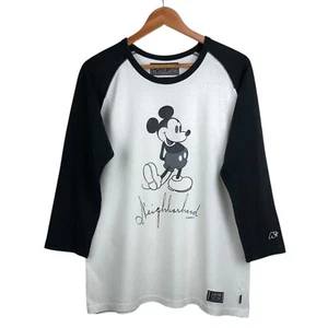 Neighborhood x Disney Mickey Big Logo White Raglan Long Sleeve Tee Shirt M - Picture 1 of 6